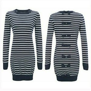 French Connection striped bow back sweater dress 0